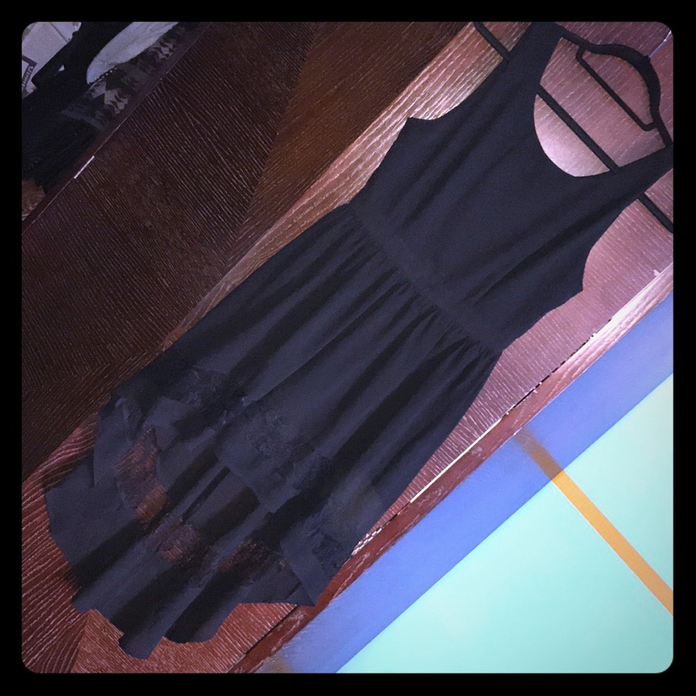 High-low black casual dress